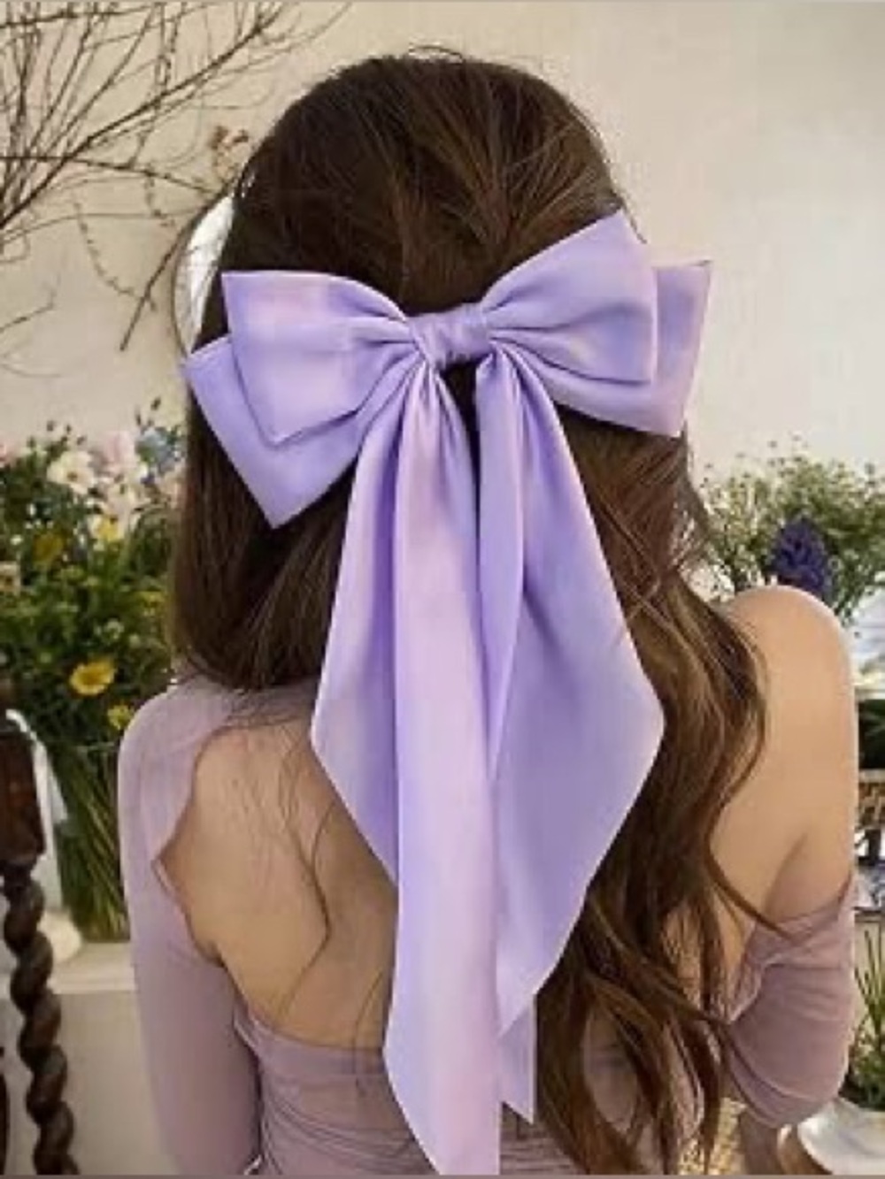 Lavender Oversized Bow Scrunchie Hair Tie